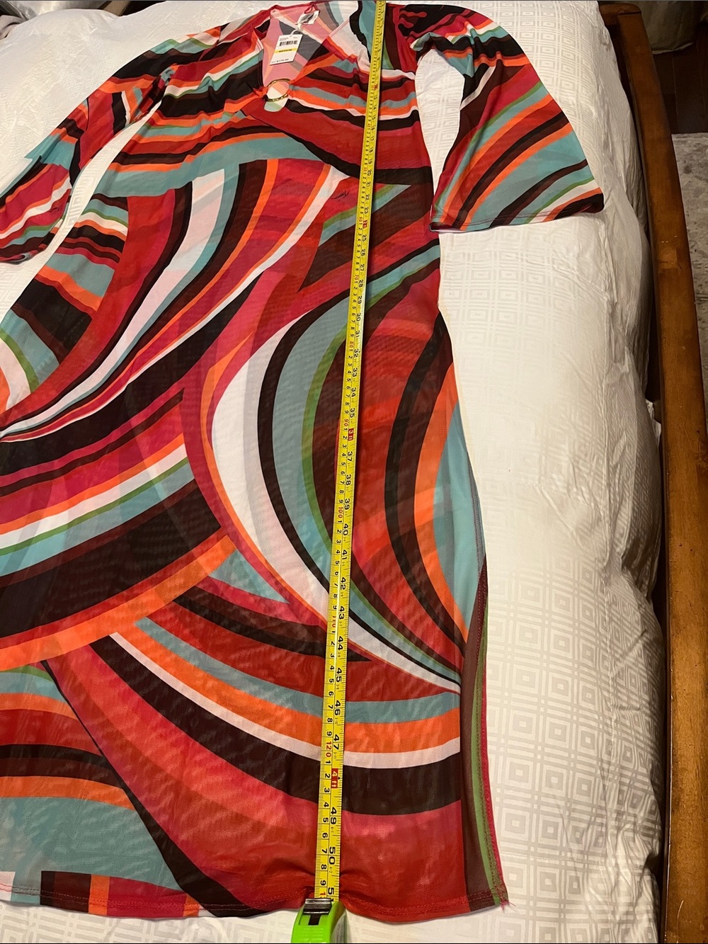 Trina Turk Multicolor Swirl, Long-Bell Sleeve, A-Line Swimsuit Cover-up - Picture 3 of 4